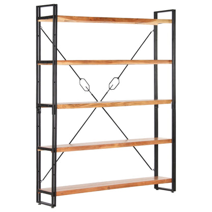 Bokhylla Trä med 5 hyllor 140x30x180 cm massivt akaciaträ