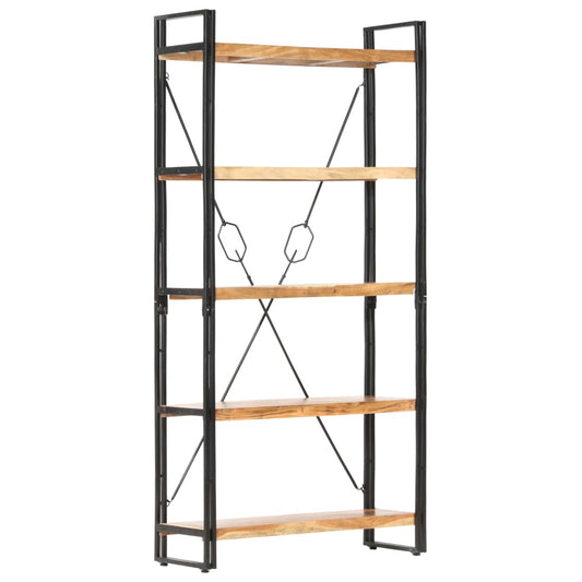 Bokhylla Trä med 5 hyllor 90x30x180 cm massivt akaciaträ