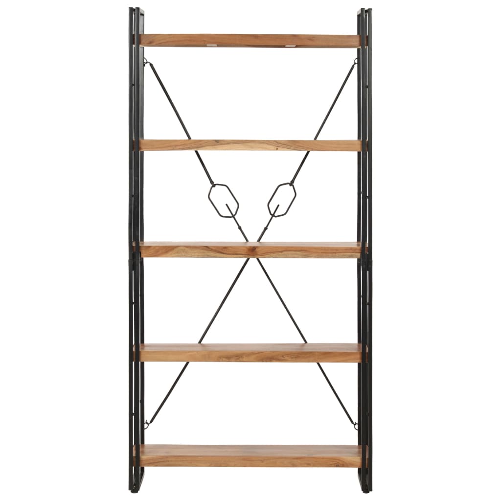 Bokhylla Trä med 5 hyllor 90x30x180 cm massivt akaciaträ