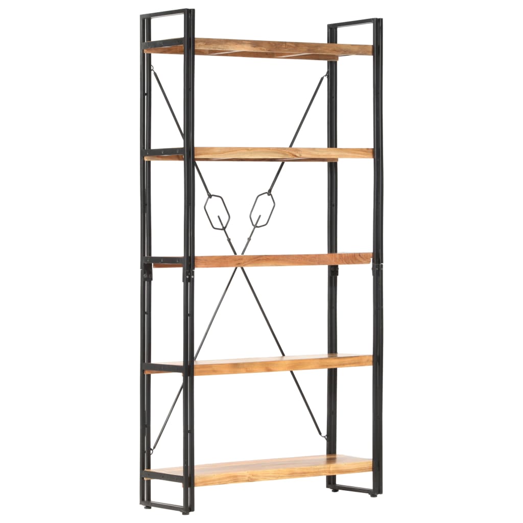 Bokhylla Trä med 5 hyllor 90x30x180 cm massivt akaciaträ