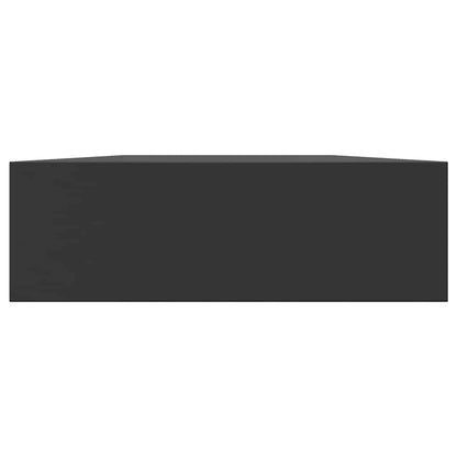 Vägghylla Svart med låda 80x25x8 cm