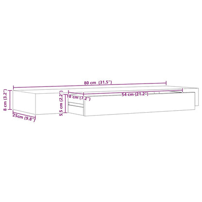 Vägghylla Svart med låda 80x25x8 cm