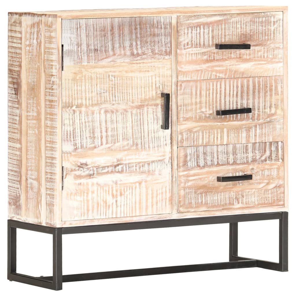 Skänk Vit 73x30x75 cm massivt akaciaträ