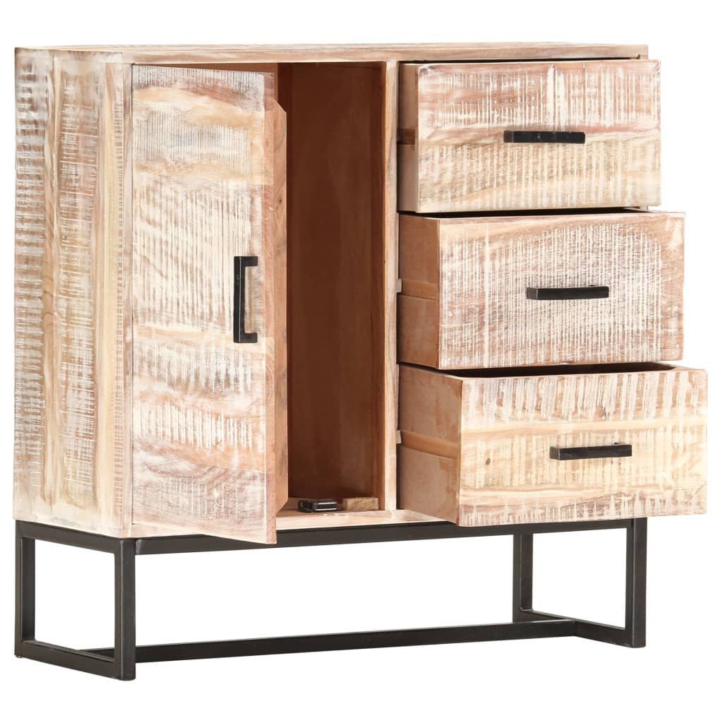 Skänk Vit 73x30x75 cm massivt akaciaträ