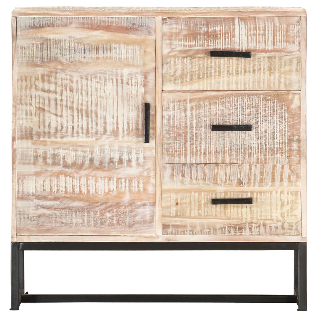 Skänk Vit 73x30x75 cm massivt akaciaträ