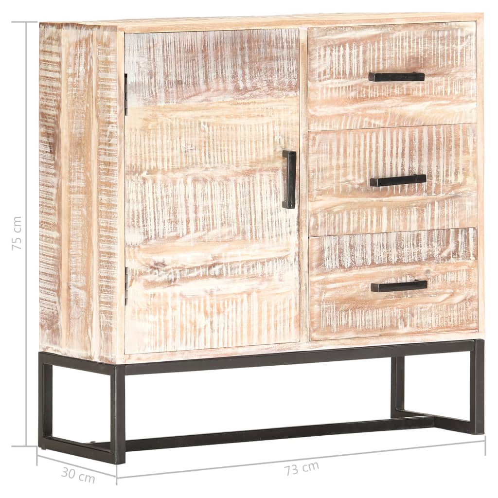 Skänk Vit 73x30x75 cm massivt akaciaträ