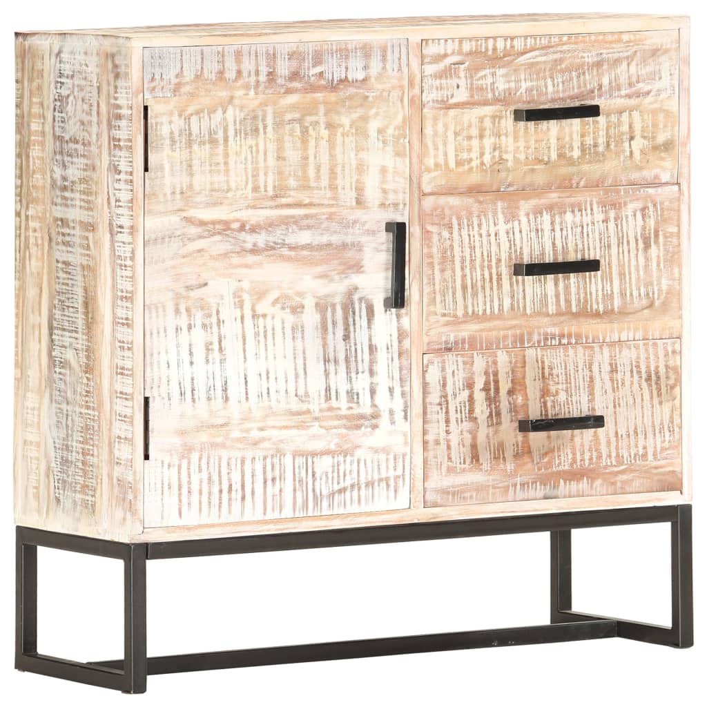 Skänk Vit 73x30x75 cm massivt akaciaträ