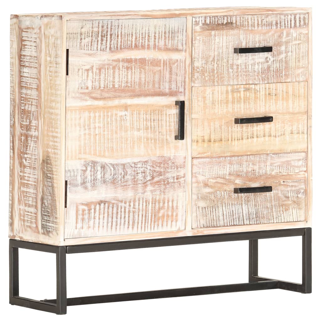 Skänk Vit 73x30x75 cm massivt akaciaträ