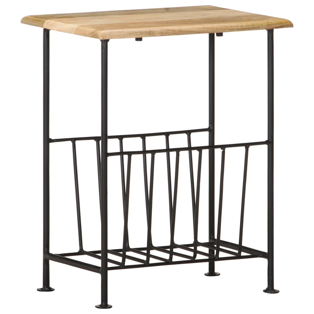 Tidskriftshållare 40x30x50 cm massivt mangoträ och stål