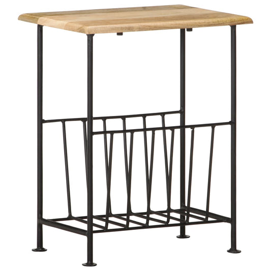 Tidskriftshållare 40x30x50 cm massivt mangoträ och stål