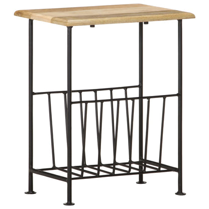 Tidskriftshållare 40x30x50 cm massivt mangoträ och stål