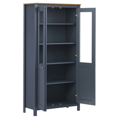 Vitrinskåp Hill Vit 85x37x170,5 cm massiv furu