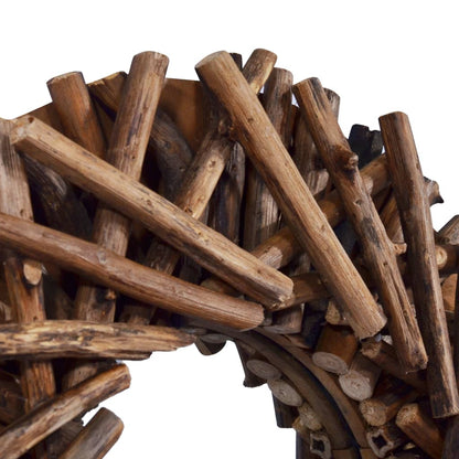 Väggspegel rund 60 cm teak