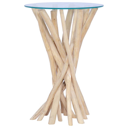 Soffbord Trä med glasskiva 35x35x50 cm massiv teak