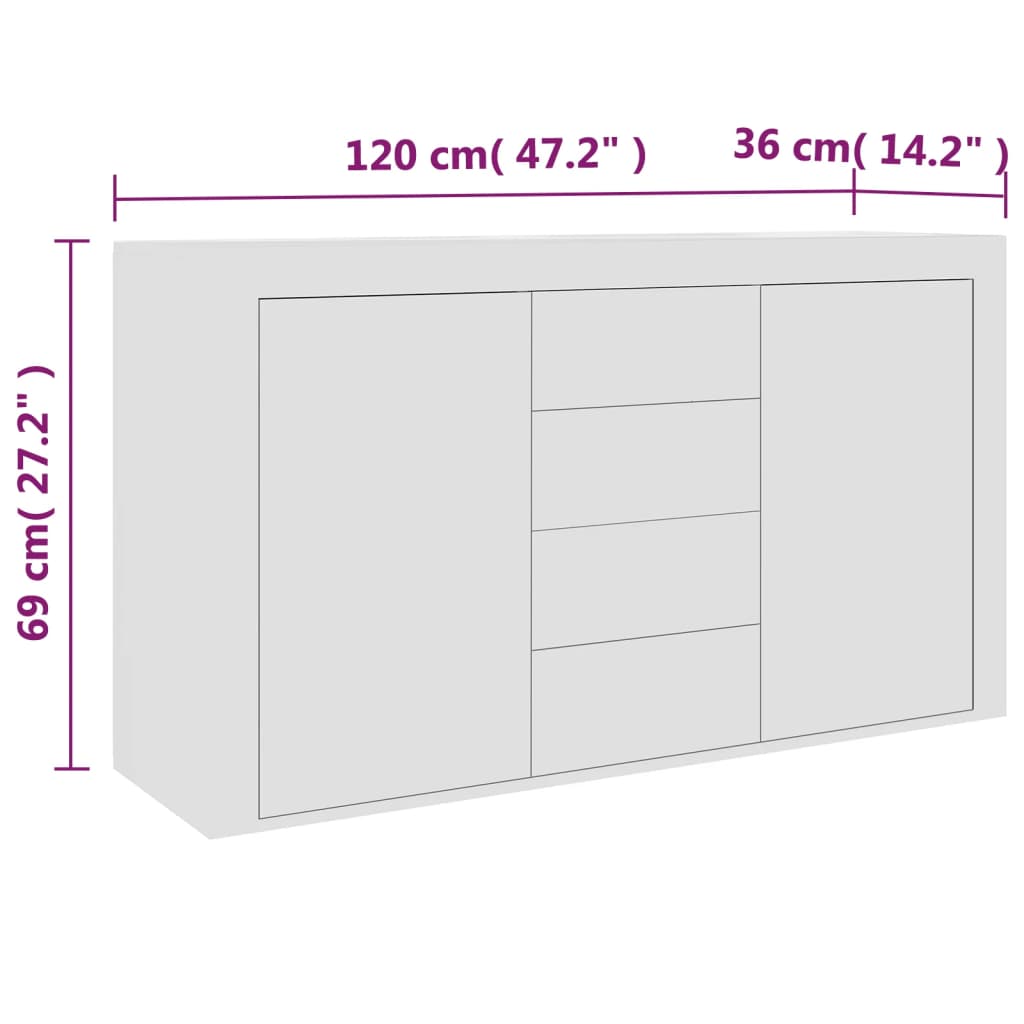 Skänk Vit 120x36x69 cm