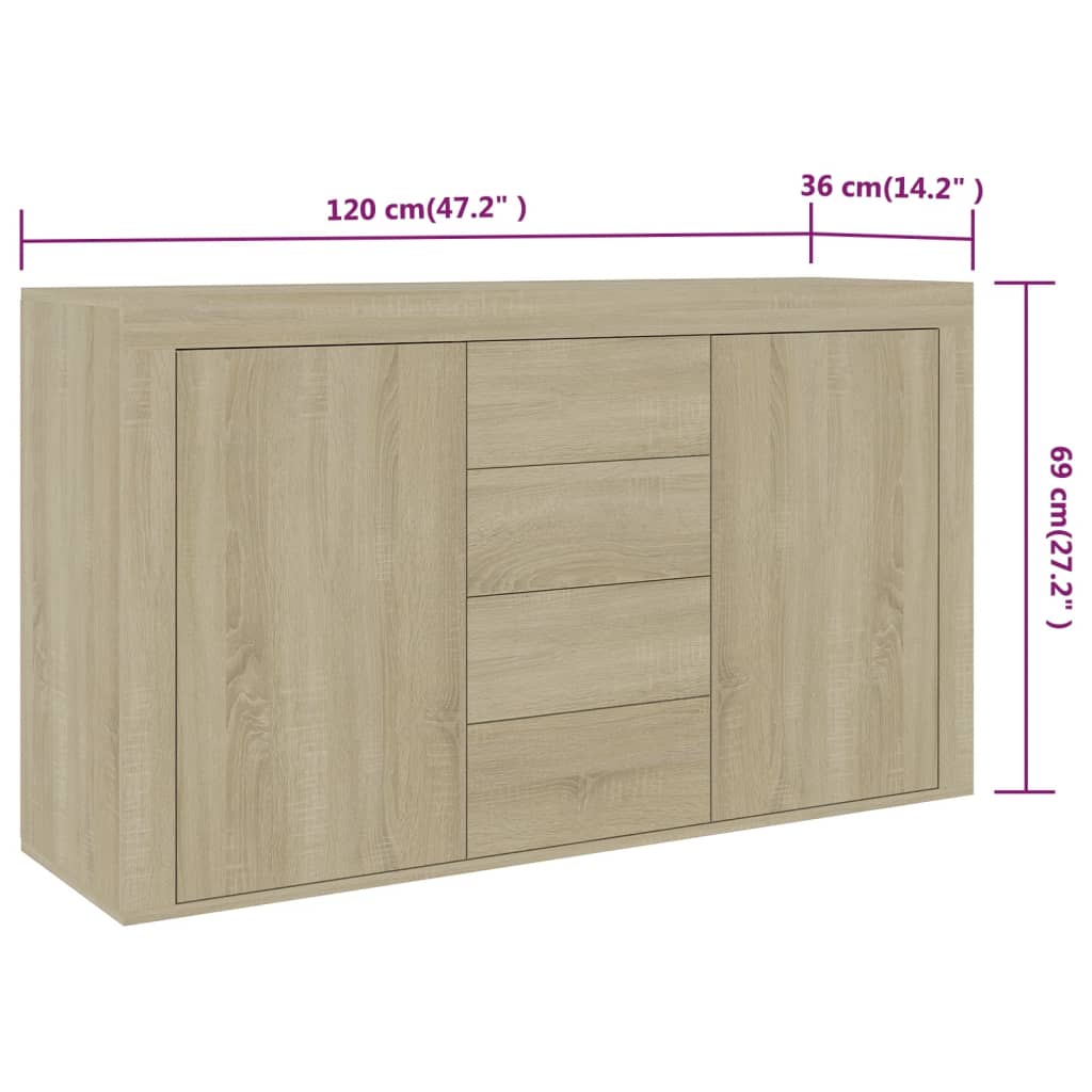 Skänk Sonoma Ek 120x36x69 cm