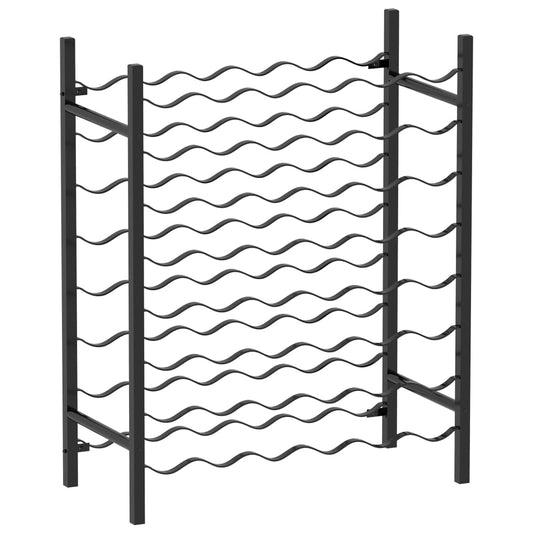 Vinställ för 48 flaskor Svart metall