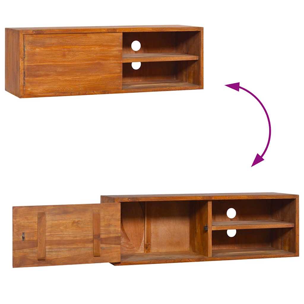 TV-Möbel Trä Väggmonterad TV-Bänk 90x30x30 cm massiv teak