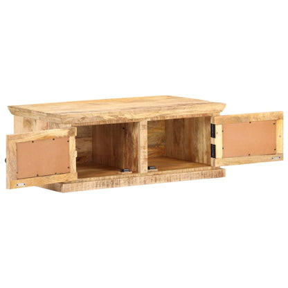 Soffbord Trä 90x50x35 cm massivt mangoträ och naturlig rotting