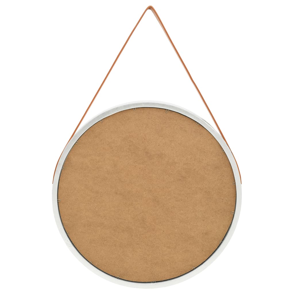 Väggspegel med rem 60 cm silver