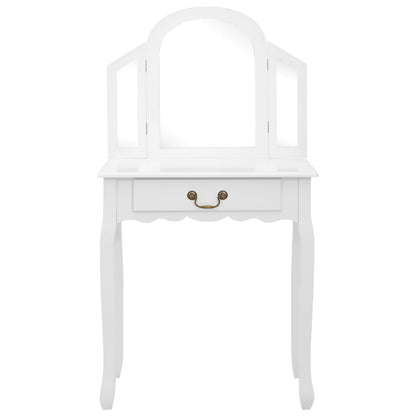 Sminkbord med pall vit 65x36x128 cm kejsarträ MDF