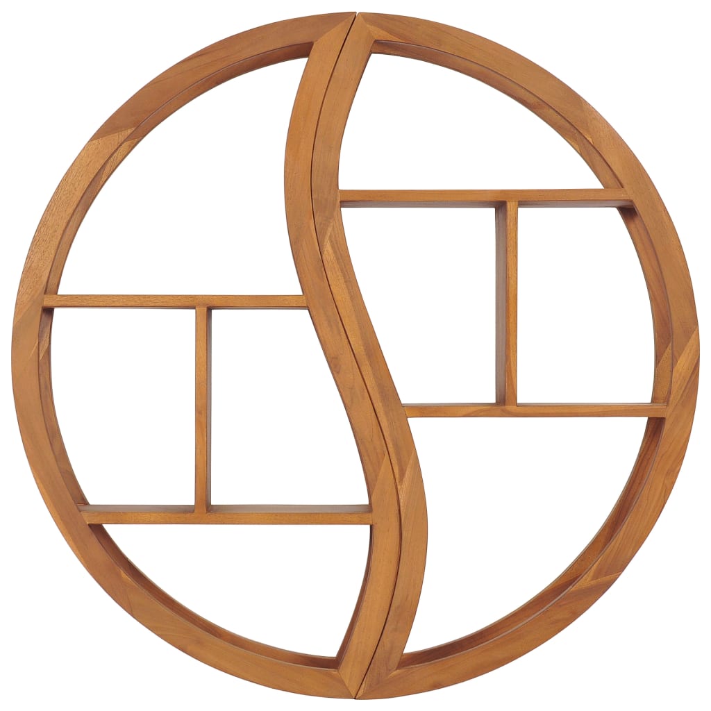 Vägghylla Trä Yin yang-vägghylla 100x20x100 cm massiv teak
