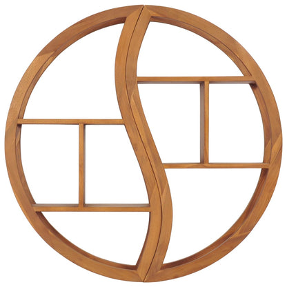 Vägghylla Trä Yin yang-vägghylla 100x20x100 cm massiv teak