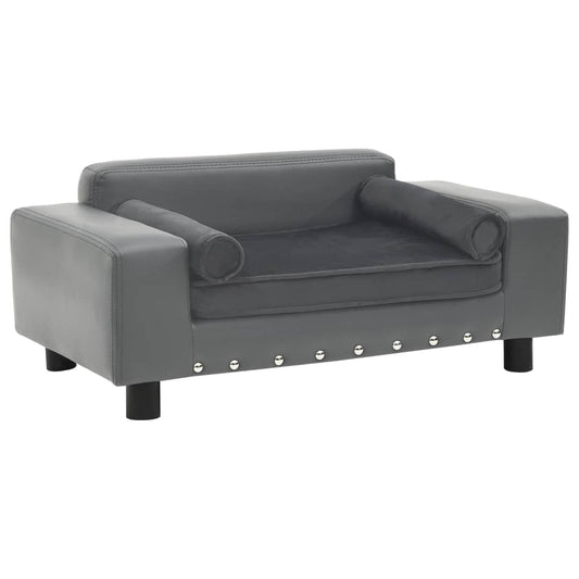Hundsäng Hundsoffa Grå 81x43x31 cm plysch och konstläder
