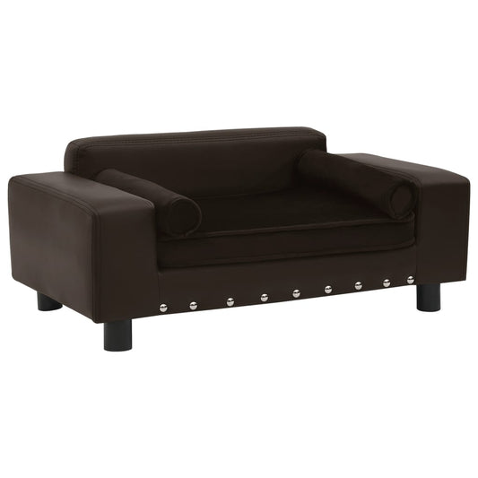 Hundsäng Hundsoffa Brun 81x43x31 cm plysch och konstläder