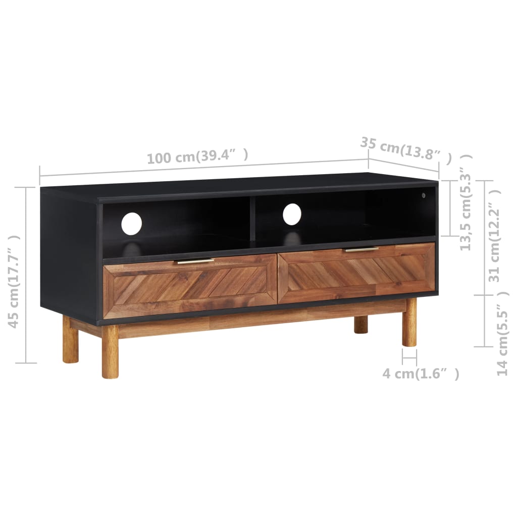 TV-Möbel Trä TV-Bänk 100x35x45 cm massivt akaciaträ och