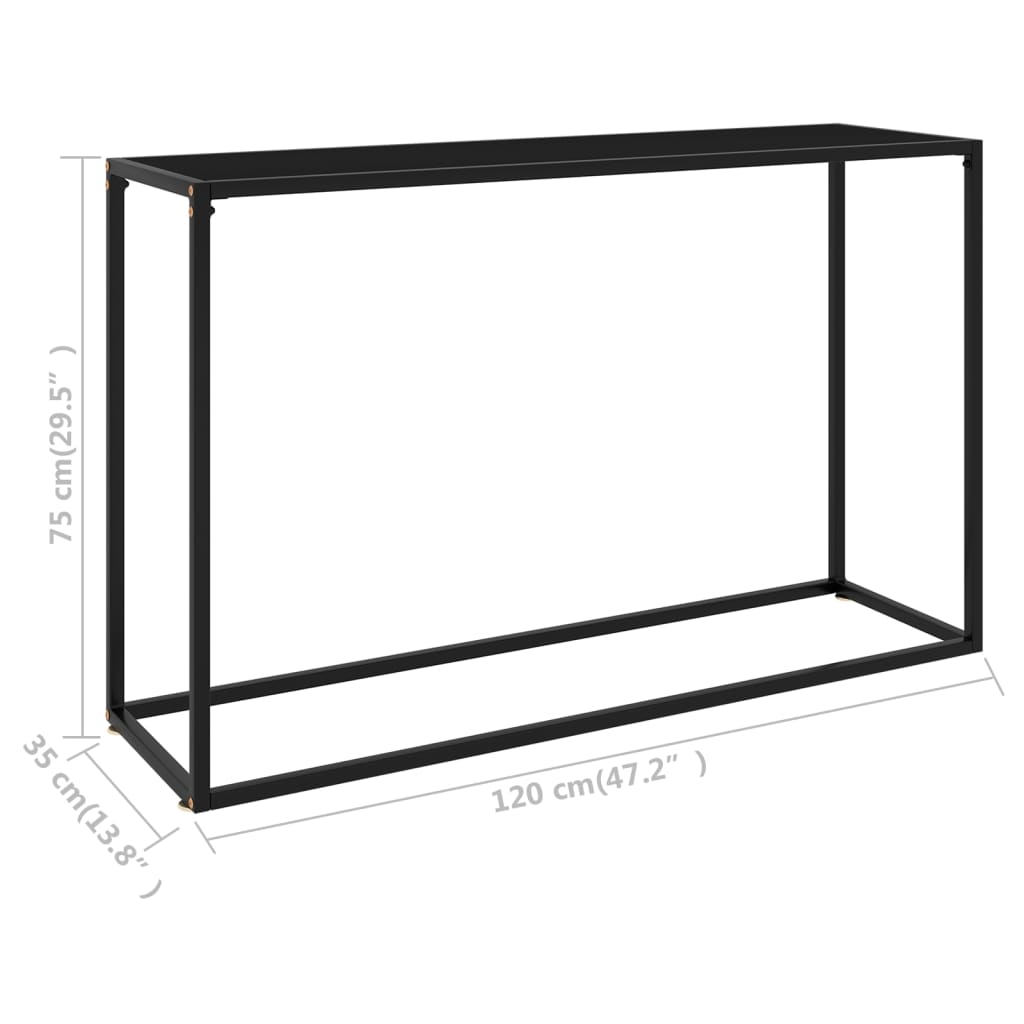 Avlastningsbord Konsollbord Svart 120x35x75 cm härdat glas