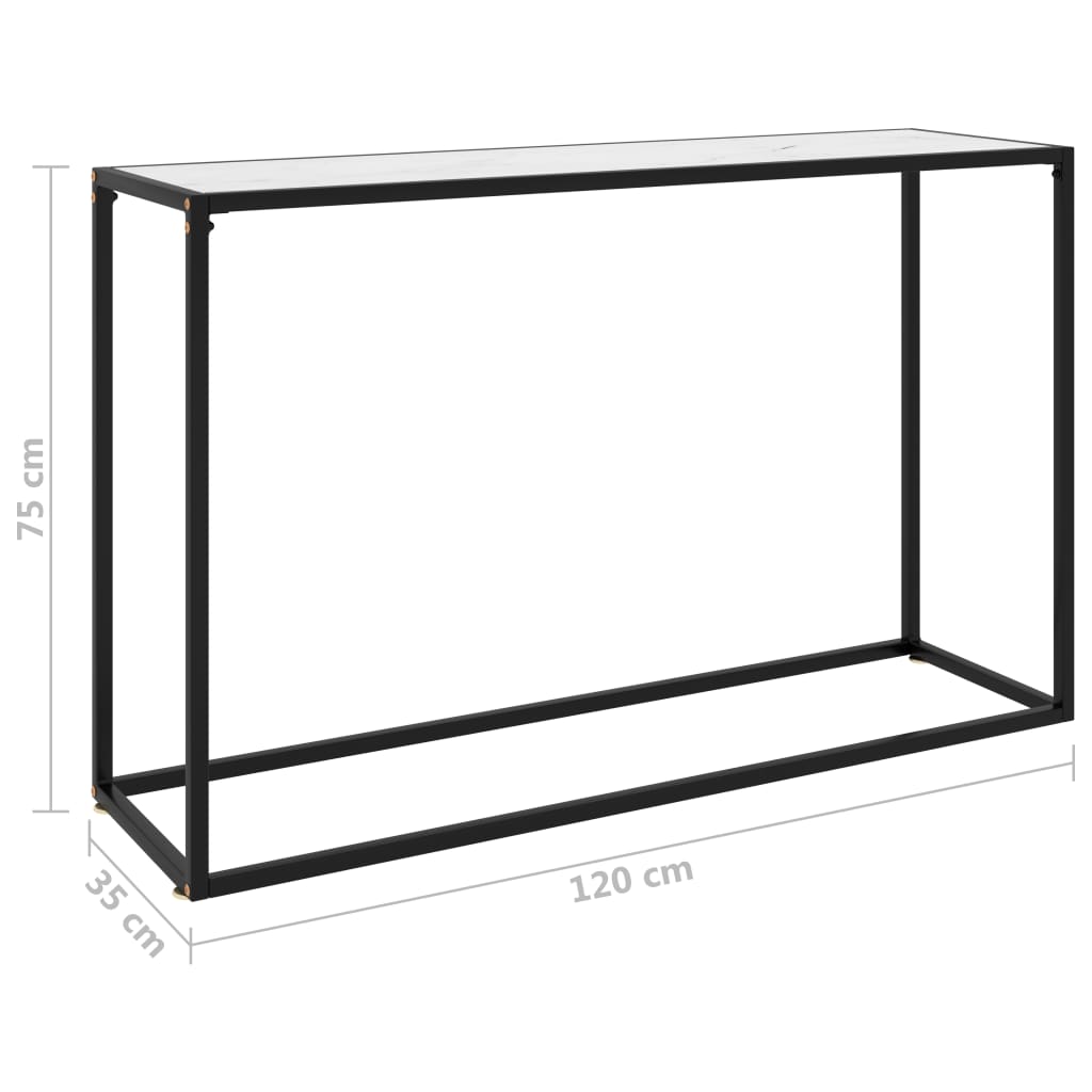 Avlastningsbord Konsollbord Vit 120x35x75 cm härdat glas