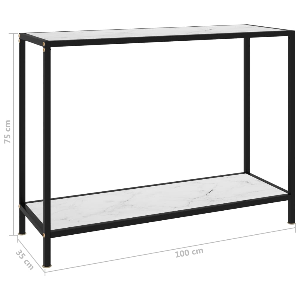 Avlastningsbord Konsollbord Vit 100x35x75 cm härdat glas