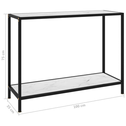 Avlastningsbord Konsollbord Vit 100x35x75 cm härdat glas