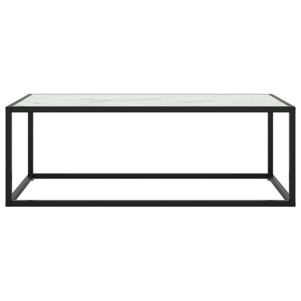 Soffbord Svart med Vit marmor glas 100x50x35 cm