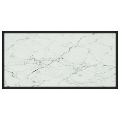Soffbord Svart med Vit marmor glas 100x50x35 cm