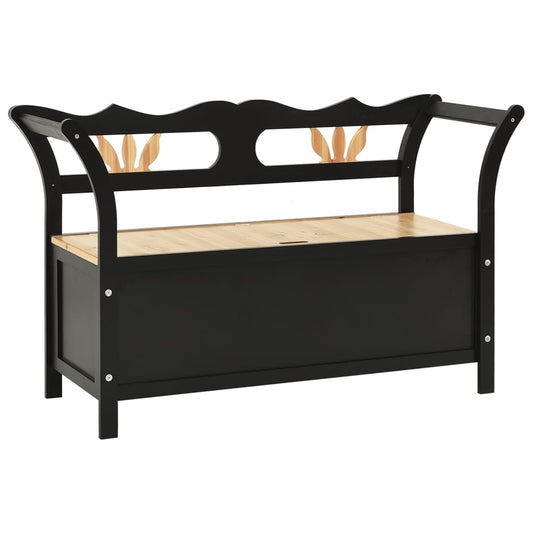 Förvaringsbänk 126 cm Svart massiv furu