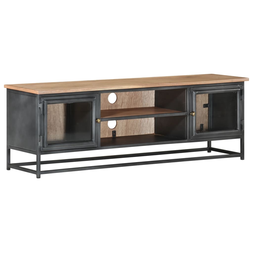 TV-Möbel Grå TV-Bänk 120x30x40 cm massivt akaciaträ och stål