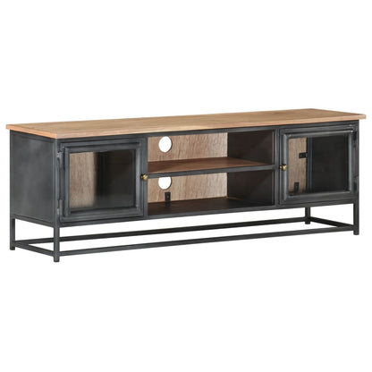 TV-Möbel Grå TV-Bänk 120x30x40 cm massivt akaciaträ och stål