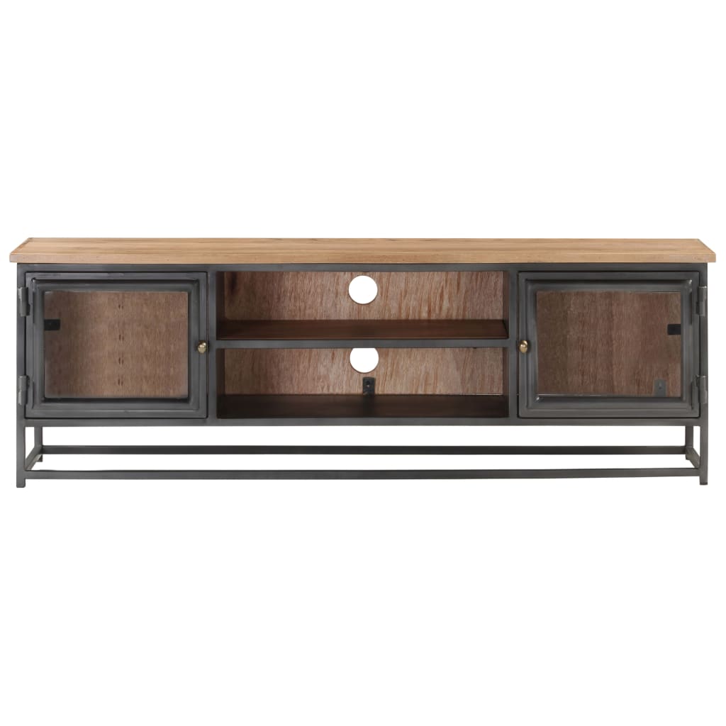 TV-Möbel Grå TV-Bänk 120x30x40 cm massivt akaciaträ och stål