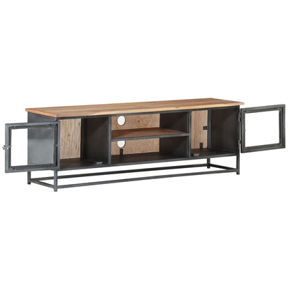 TV-Möbel Grå TV-Bänk 120x30x40 cm massivt akaciaträ och stål