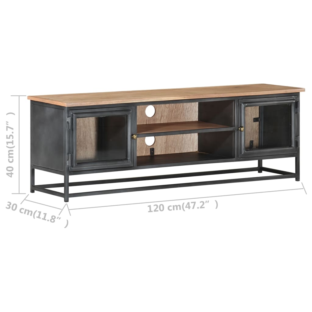 TV-Möbel Grå TV-Bänk 120x30x40 cm massivt akaciaträ och stål
