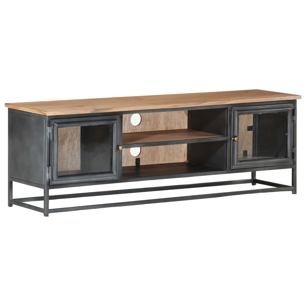 TV-Möbel Grå TV-Bänk 120x30x40 cm massivt akaciaträ och stål