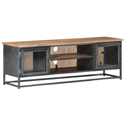 TV-Möbel Grå TV-Bänk 120x30x40 cm massivt akaciaträ och stål