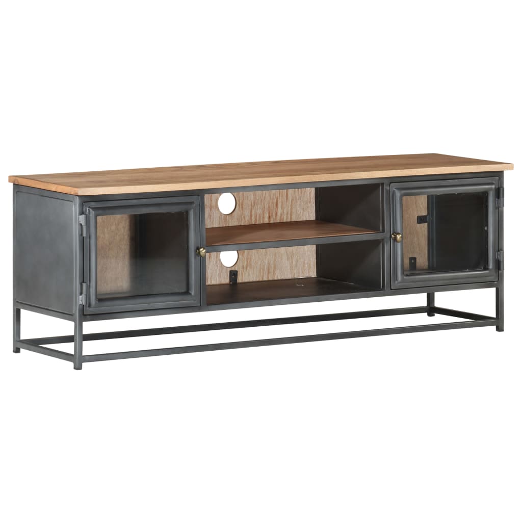TV-Möbel Grå TV-Bänk 120x30x40 cm massivt akaciaträ och stål