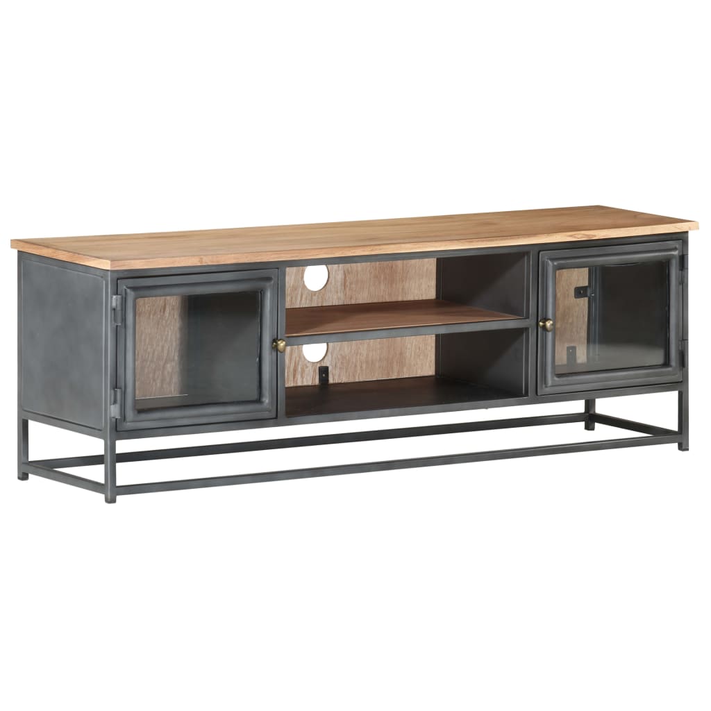 TV-Möbel Grå TV-Bänk 120x30x40 cm massivt akaciaträ och stål