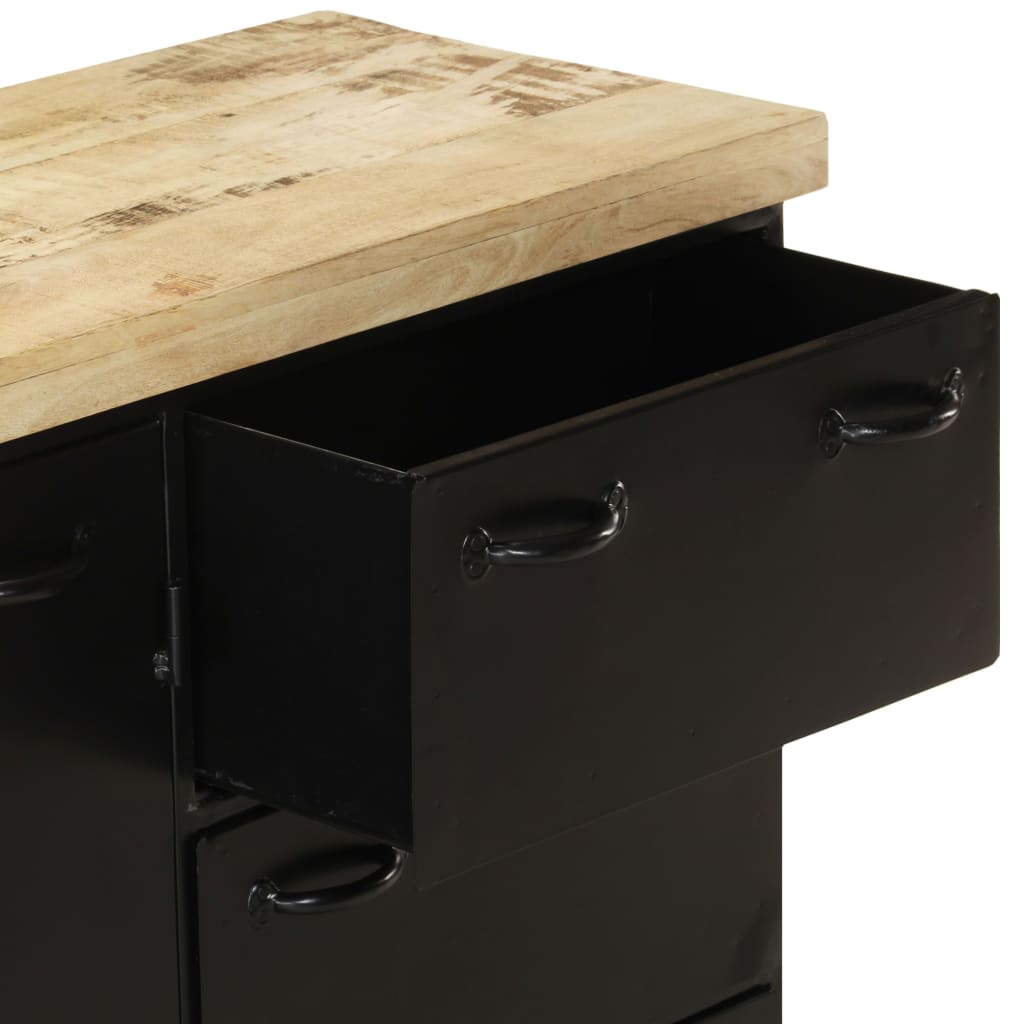 Skänk Svart 140x38x76 cm grovt mangoträ