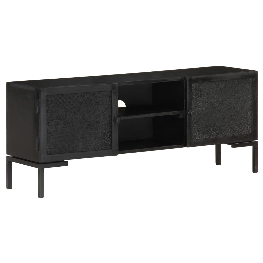 TV-Möbel Svart TV-Bänk 115x30x46 cm massivt grovt mangoträ