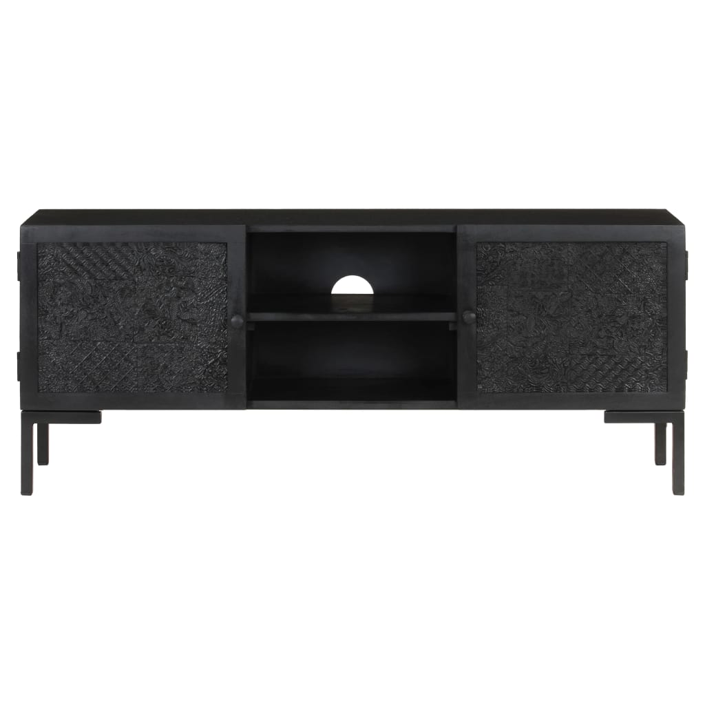 TV-Möbel Svart TV-Bänk 115x30x46 cm massivt grovt mangoträ