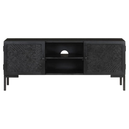 TV-Möbel Svart TV-Bänk 115x30x46 cm massivt grovt mangoträ